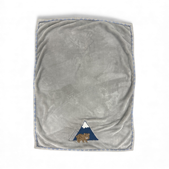 Levtex Baby Other - Levtex Baby Plush Blanket with Bear and Mountain Embroidery